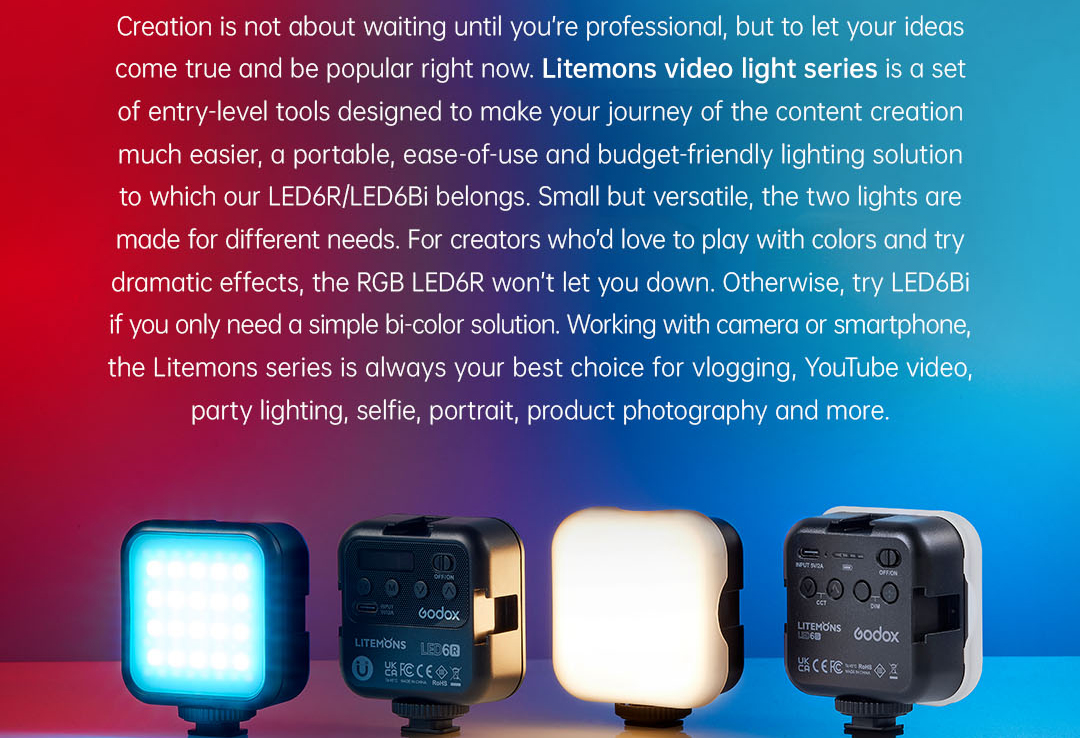  Godox LED6Bi LITEMONS Bi-Color LED Video Light